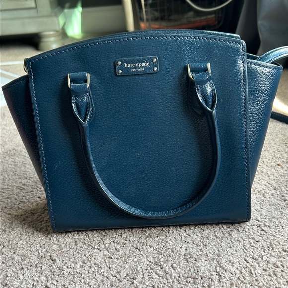 kate spade Handbags - kate spade Navy Blue Pebbled Leather Satchel